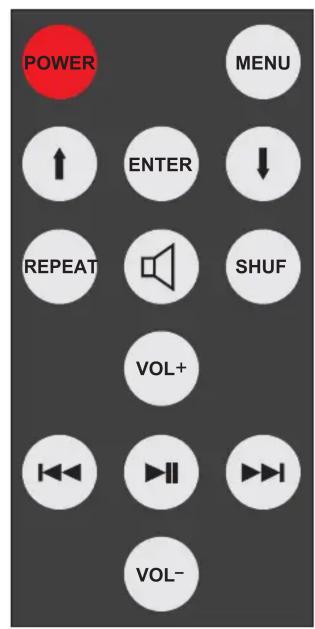 POWER MENU ↑ ENTER ↓ REPEAT SHUF VOL+ VOL-