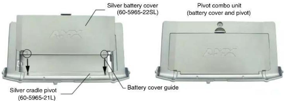 Silver battery cover (60-5965-22SL) Pivot combo unit (battery cover and pivot) Silver cradle pivot (60-5965-21L) Battery cover guide