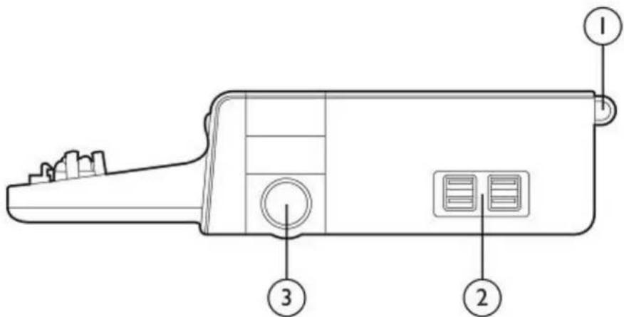 Technical diagram of a toothbrush with labeled parts including base, handle, and outlets