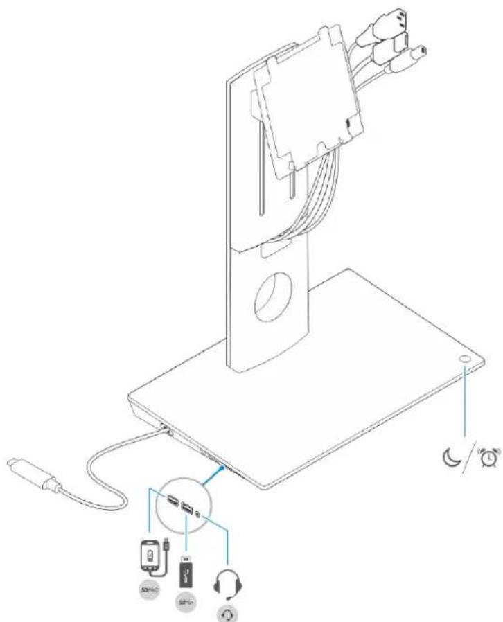 Technical diagram of a device with labeled components including USB, headphones, and earphones