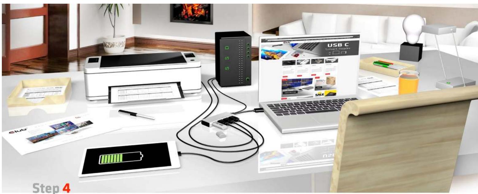CLUB3D CSV-1431 - SenseVision USB 3.0 Hub 4-Port with Power Adapter - 11
