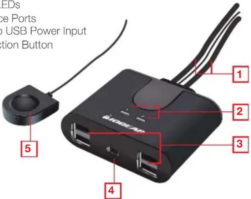 LEDs ce Ports o USB Power Input ction Button 1 2 3 4 5