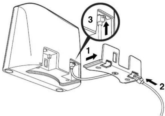 Technical diagram showing a device with labeled components and an inset magnified view of a connector detail.