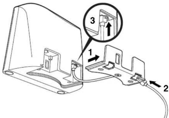Technical diagram showing a device with labeled components and an inset detail view highlighting a component with arrows.