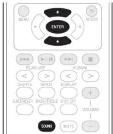 MENU ENTER RETURN PLAYLIST ALBUM < > < > SHURPLE REPEAT DISPLAY + S.RETRIEVER BASS/TREBLE DISP.OFF VOLUME SOUND MUTE -
