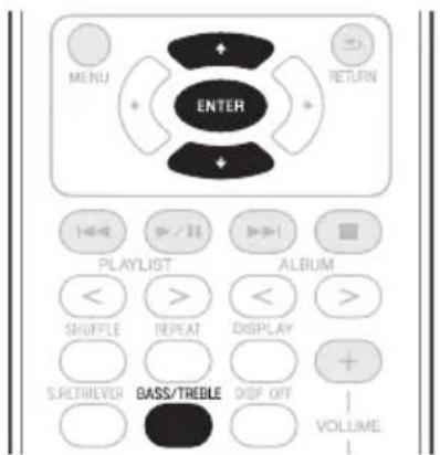 MENU ENTER RETURN PLAYLIST ALBUM < > < > SHUFFLE REPEAT DISPLAY + S.PETRIVER BASS/TREBLE DISP OFF VOLUME