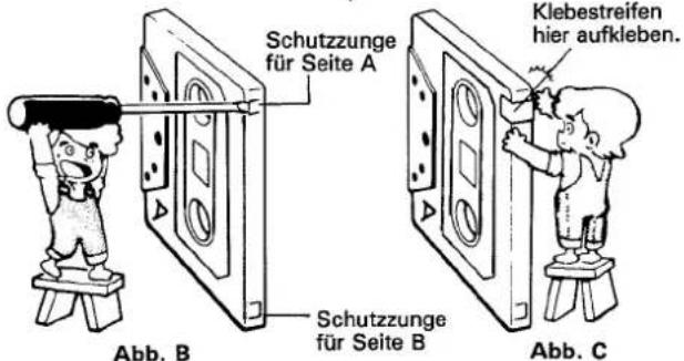 Schutzzunge für Seite A Schutzzunge für Seite B Klebestreifen hier aufkleben. Abb. B Abb. C
