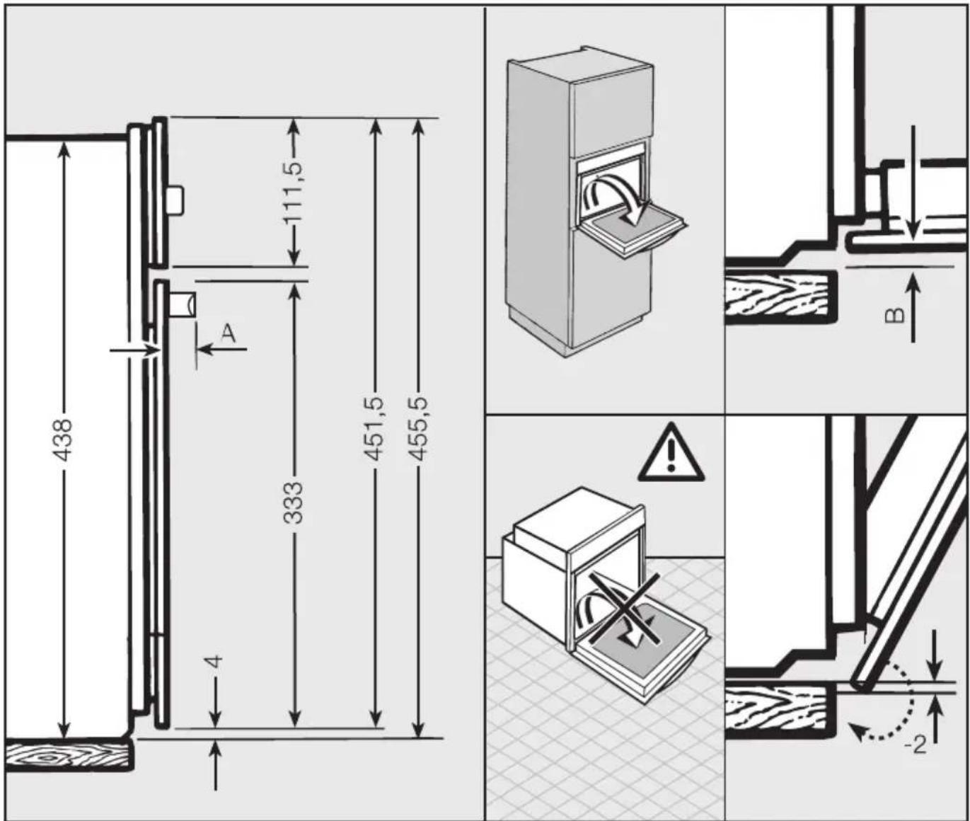 MIELE H 6401 BPX - Detailmaße der Backofenfront - 1