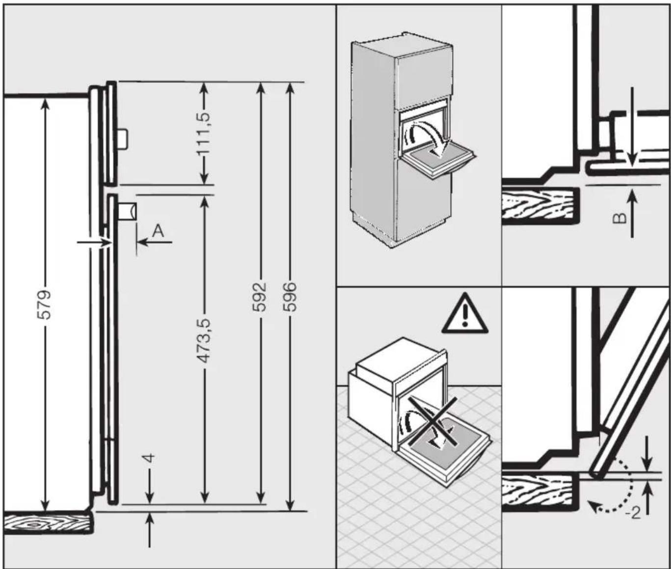 MIELE H 2267 EP Active - Detailmaße der Backofenfront - 1
