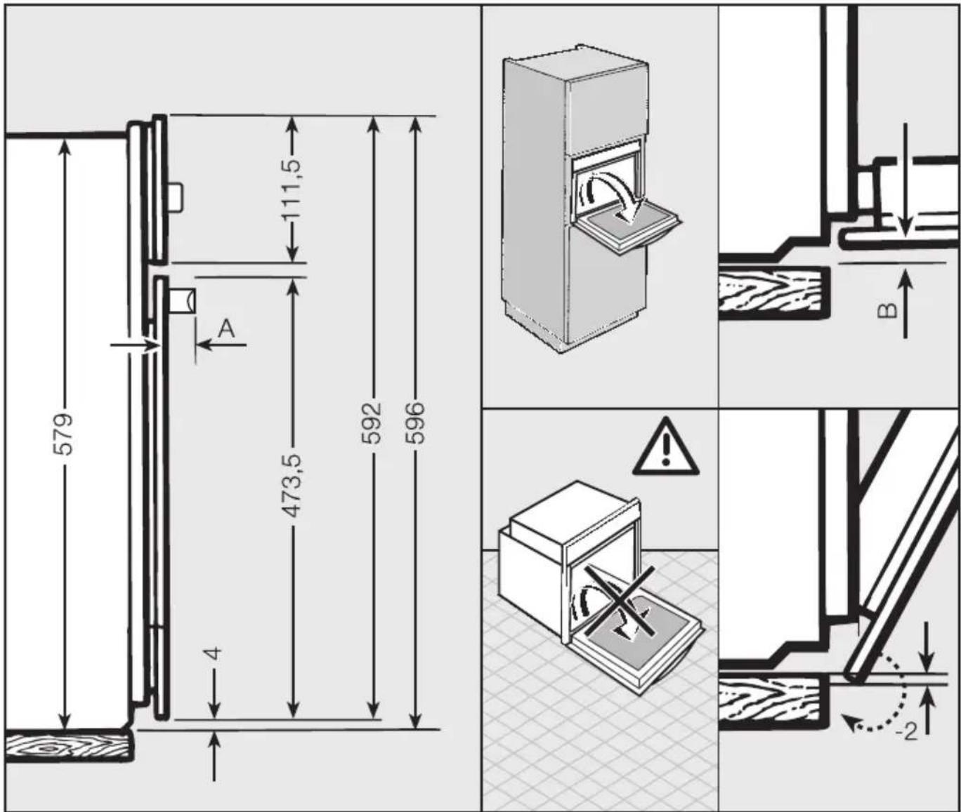 MIELE H 2267 I Active - Detailmaße der Backofenfront - 1