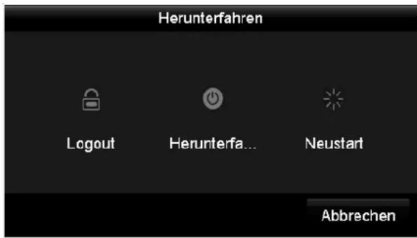 Herunterfahren Logout Herunterfactions Neustart Abbrechen