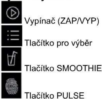 Vypínač (ZAP/VYP) Tlačítko pro výběr Tlačítko SMOOTHIE Tlačítko PULSE