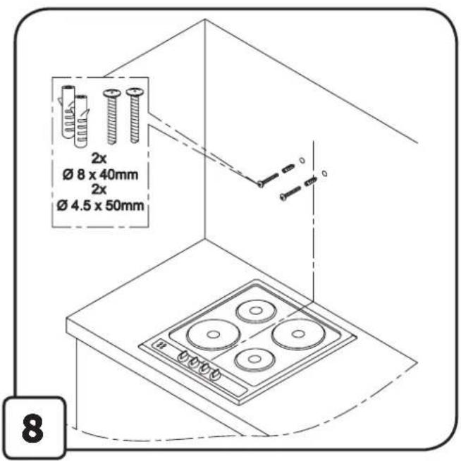 2x Ø 8 x 40mm 2x Ø 4.5 x 50mm 8