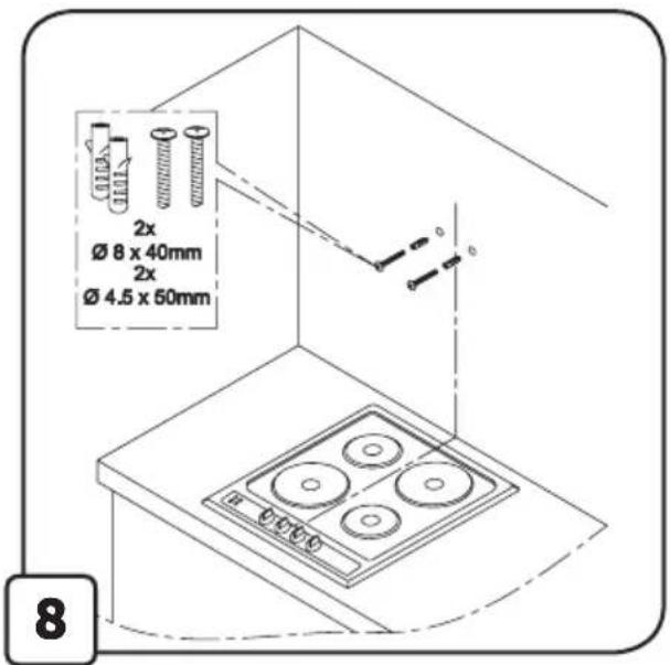 2x Ø 8 x 40mm 2x Ø 4.5 x 50mm 8