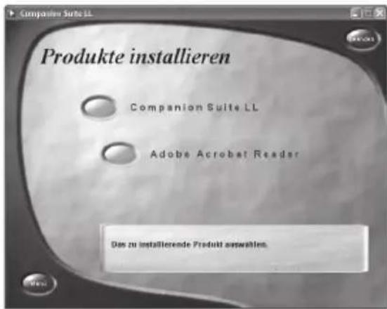 Companion Suite LL Produkte installieren Companion Suite LL Adobe Acrobat Reader Das zu installierende Produkt erwahlen.