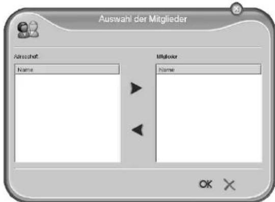 Auswahl der Mitglieder Absreischaft Name Mitglieder Name OK X
