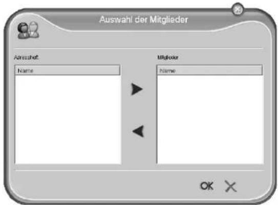 Auswahl der Mitglieder Adresse Name Mitarer Name OK X
