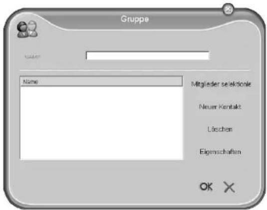 Gruppe Name Mitglieder selektionie Neuer Kontakt Löschen Eigenschaften OK X