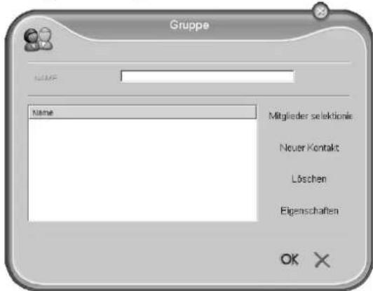 Gruppe Name Mitglieder selektionie Neuer Kontakt Löschen Eigenschaften OK X