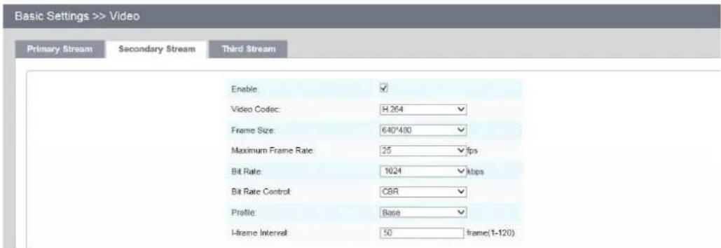 Milesight MS-C3567-FPNA - Secondary Stream Settings - 1