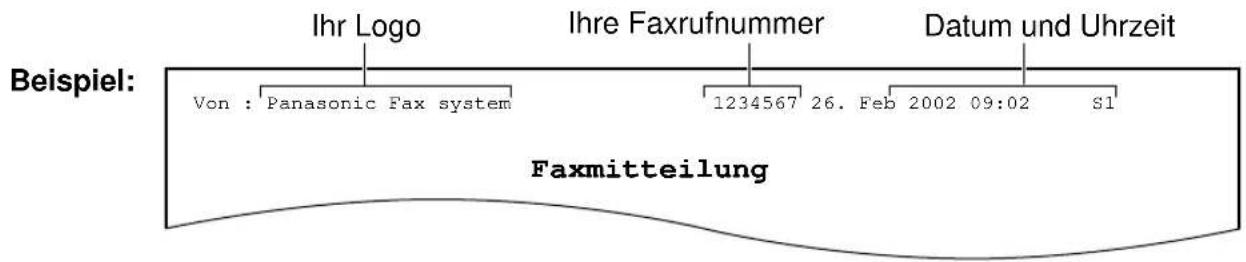 PANASONIC KX-FLM551G - Datum und Uhrzeit, Ihr Logo und Faxrufnummer - 1