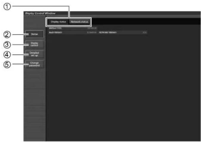 Display Control Window Display status Network status MODEL TYPE Multi-TERNSY Network Network TERSORY M1.0.1 Display status Detailed HIT-up Change password