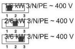 1/6 kW 3/N/PE ~ 400 V 1 2 3 2/6 kW 3/N/PE ~ 400 V 1 2 3 3/6 kW 3/N/PE ~ 400 V 1 2 3