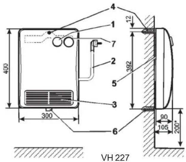 400 300 12 7 2 392 5 3 6 90 105 200° VH 227