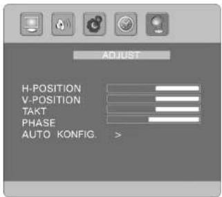 ADJUST H-POSITION V-POSITION TAKT PHASE AUTO KONFIG. >