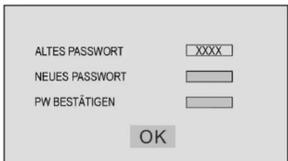 ALTES PASSWORD NEUES PASSWORD PW BESTÄTIGEN XXXX OK