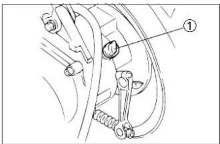 Technical diagram of a car suspension system with labeled component ①