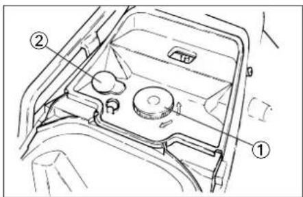 Technical diagram of a vehicle intake manifold with labeled parts ① and ②