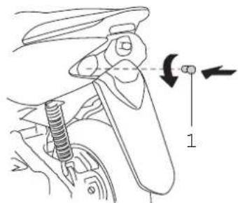 Technical diagram showing mechanical assembly with labeled component '1' and directional arrow
