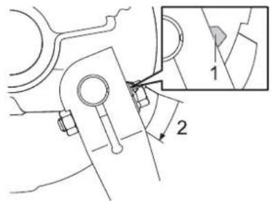 Technical diagram showing mechanical assembly with labeled parts and a magnified inset view of a component detail