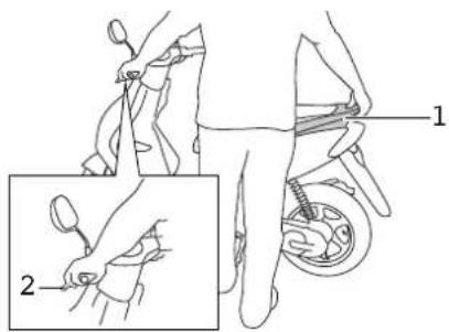 Medical illustration showing foot positioning technique with labeled parts 1 and 2