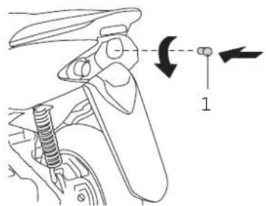 Technical diagram showing mechanical assembly with labeled component '1' and directional arrows indicating rotation or movement.