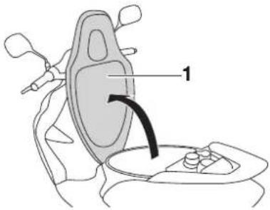 Anatomical diagram of a car's internal structure with labeled parts, showing a curved arrow indicating direction.
