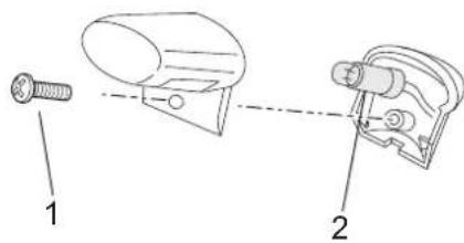 Technical diagram showing two mechanical components with labeled parts 1 and 2, likely illustrating a assembly or assembly process.