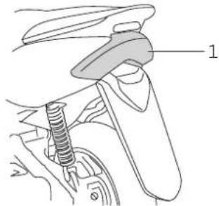 Technical diagram of a mechanical component with labeled parts, showing a spring mechanism and a numbered label '1'