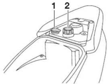 Technical diagram of a mechanical component with labeled parts 1 and 2