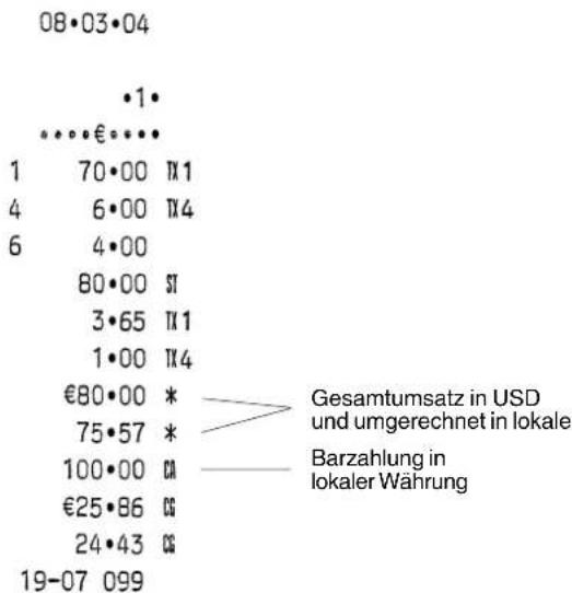 OLIVETTI ECR 5000S - Registrieren von Einzelposten aus mehreren Warengruppen mit Zahlung in lokaler Währung und Rückgeld - 1