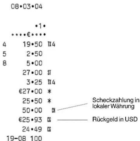 OLIVETTI ECR 5000S - Scheckzahlung in lokaler Währung und Rückgeld in USD - 1
