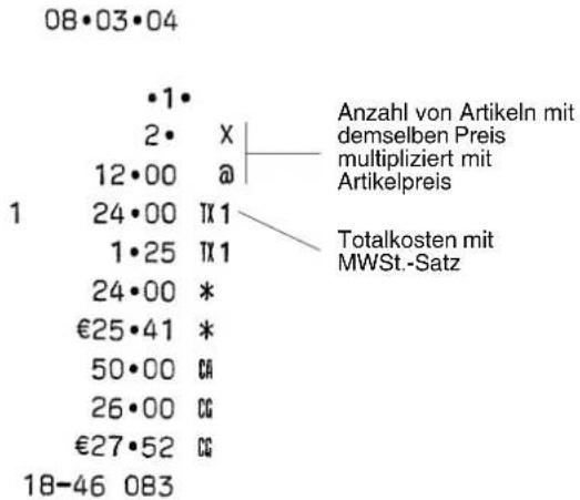 OLIVETTI ECR 5000S - Wiederholung und Multiplikation von Stückpreisen - 1