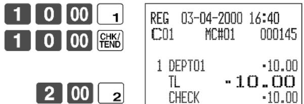1 0 00 1 1 0 00 CHK/TEND 2 00 2 REG 03-04-2000 16:40 C01 MC#01 000145 1 DEPT01 ·10.00 TL ·10.00 CHECK ·10.00