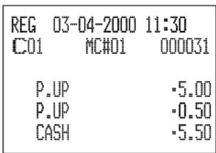 REG 03-04-2000 11:30 C01 MC#01 000031 P.UP -5.00 P.UP -0.50 CASH -5.50