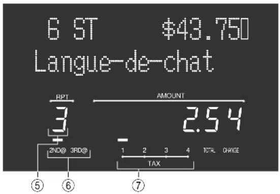 6 ST $43.750 Langue-de-chat RPT 3 2ND@ 3RD@ ⑤ ⑥ AMOUNT 2.54 - 1 2 3 4 TOTAL CHARGE TAX ⑦