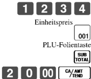 1 2 3 4 Einheitspreis 001 PLU-Folientaste SUB TOTAL 2 0 00 CA/AMT /TEND