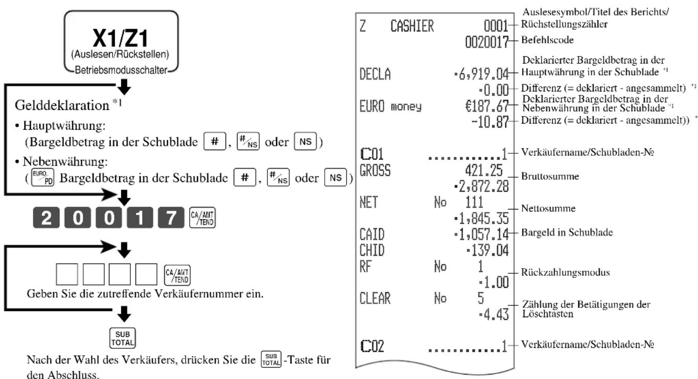 CASIO TK-7500 - Auslesen des individuellen Verkäufer-Auslese/Rückstellberichts - 1