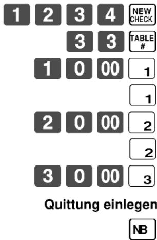 1 2 3 4 NEW CHECK 3 3 TABLE # 1 0 00 1 2 0 00 2 3 0 00 3 Quittung einlegen NB