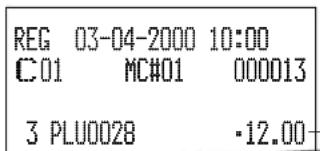 REG 03-04-2000 10:00 C01 MC#01 000013 3 PLU0028 -12.00